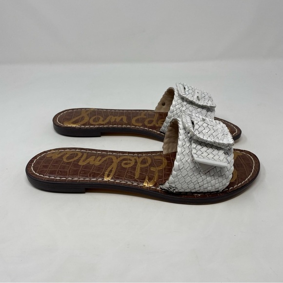 Nib Sam Edelman Gabriela Bright White Woven Nappa Leather Slide Sandal - Picture 6 of 12